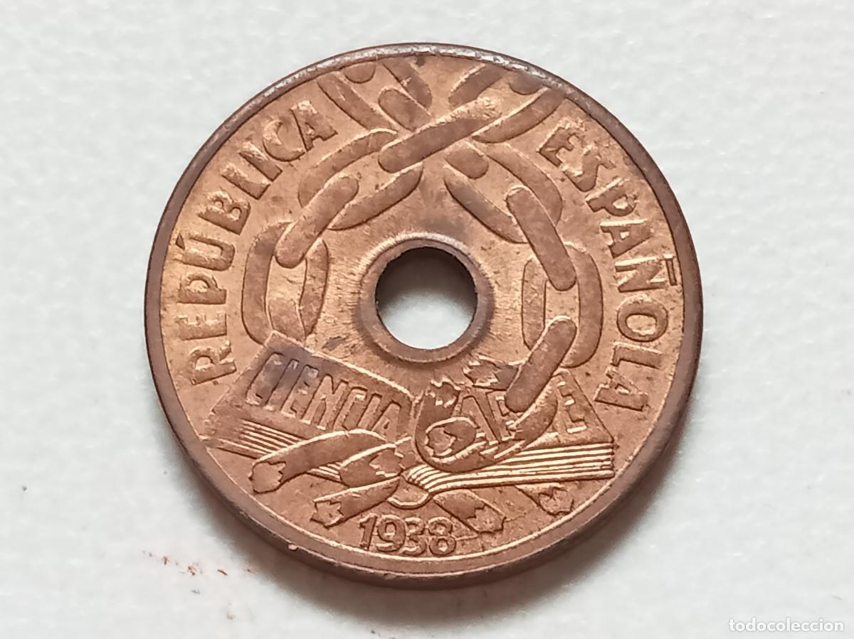 Monedas Rep&uacute;blica: II REP&Uacute;BLICA 25 C&Eacute;NTIMOS 1938 EBC+ BRILLO ORIGINAL