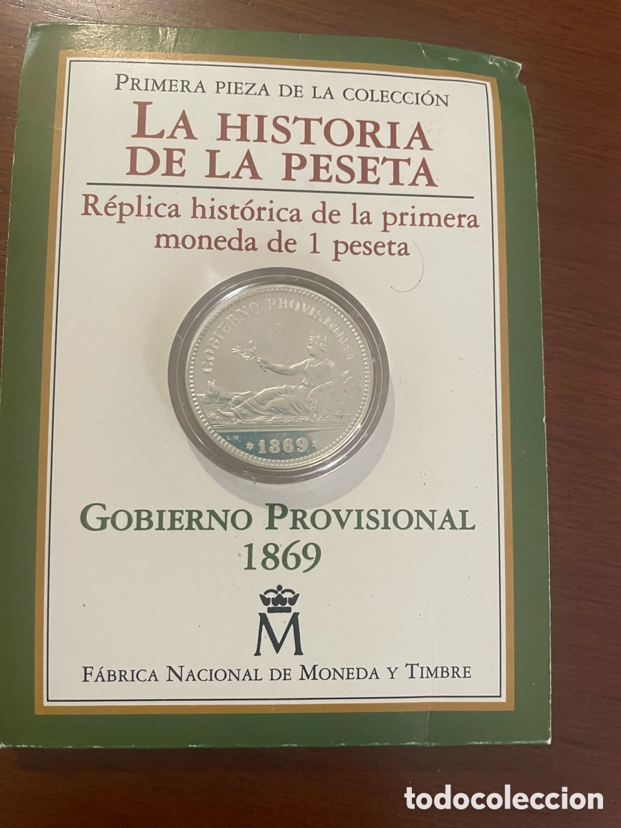 Monedas Rep&uacute;blica: R&eacute;plica hist&oacute;rica de la primera moneda de 1 peseta.