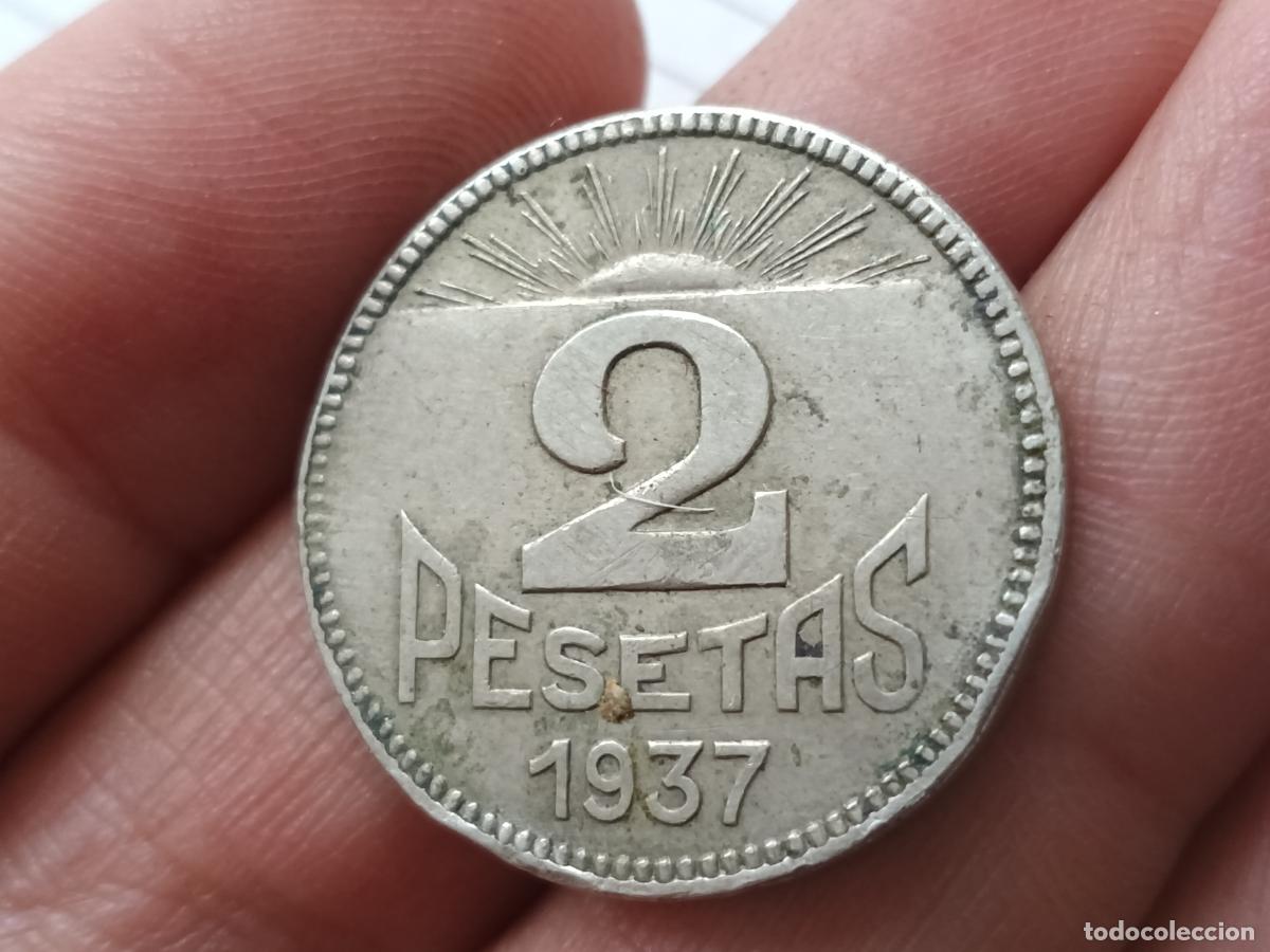 M&uuml;nzen der Zweiten Republik: 1937 REPUBLICA 2 PESETAS CONSEJO ASTURIAS Y LEON