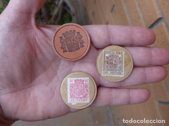 Monedas Rep&uacute;blica: 3 MONEDAS CARTON GUERRA CIVIL REPUBLICA SELLO MONEDA