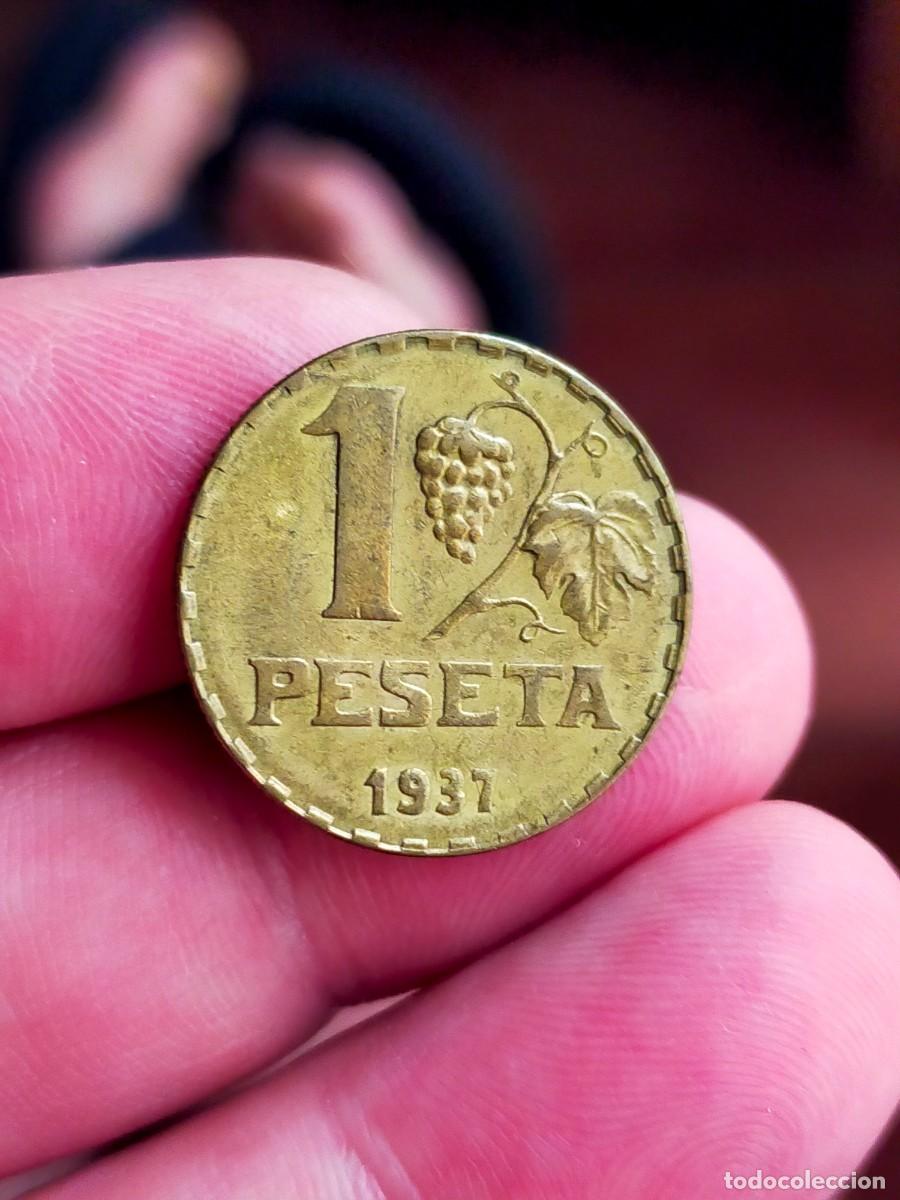 Monedas Rep&uacute;blica: MONEDA DE 1 UNA PESETA 1937 ESPA&Ntilde;A II REPUBLICA MUY BUENA CONSERVACION