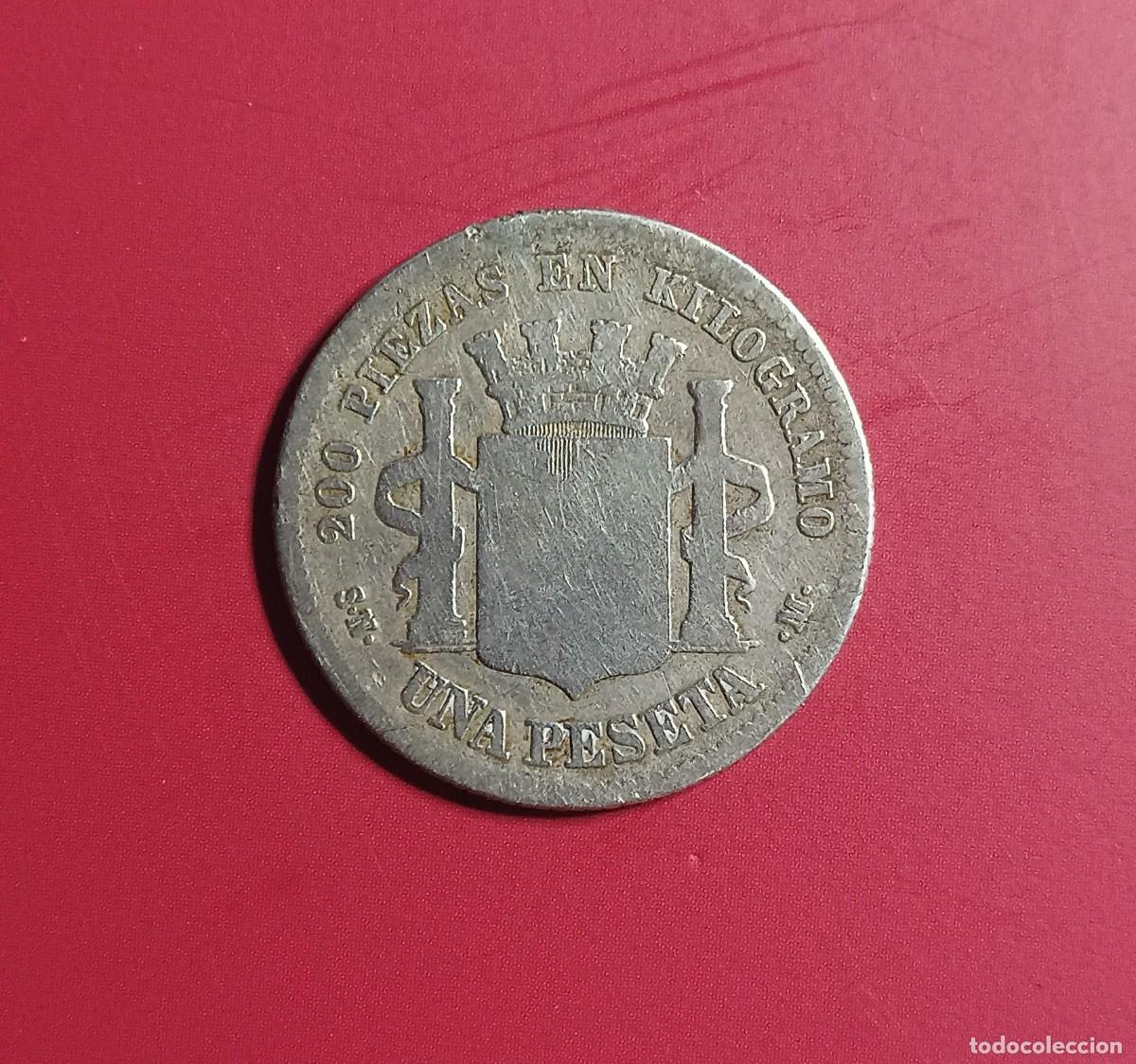 Monedas Rep&uacute;blica: Moneda de 1 Peseta del Gobierno Provisional (1869)