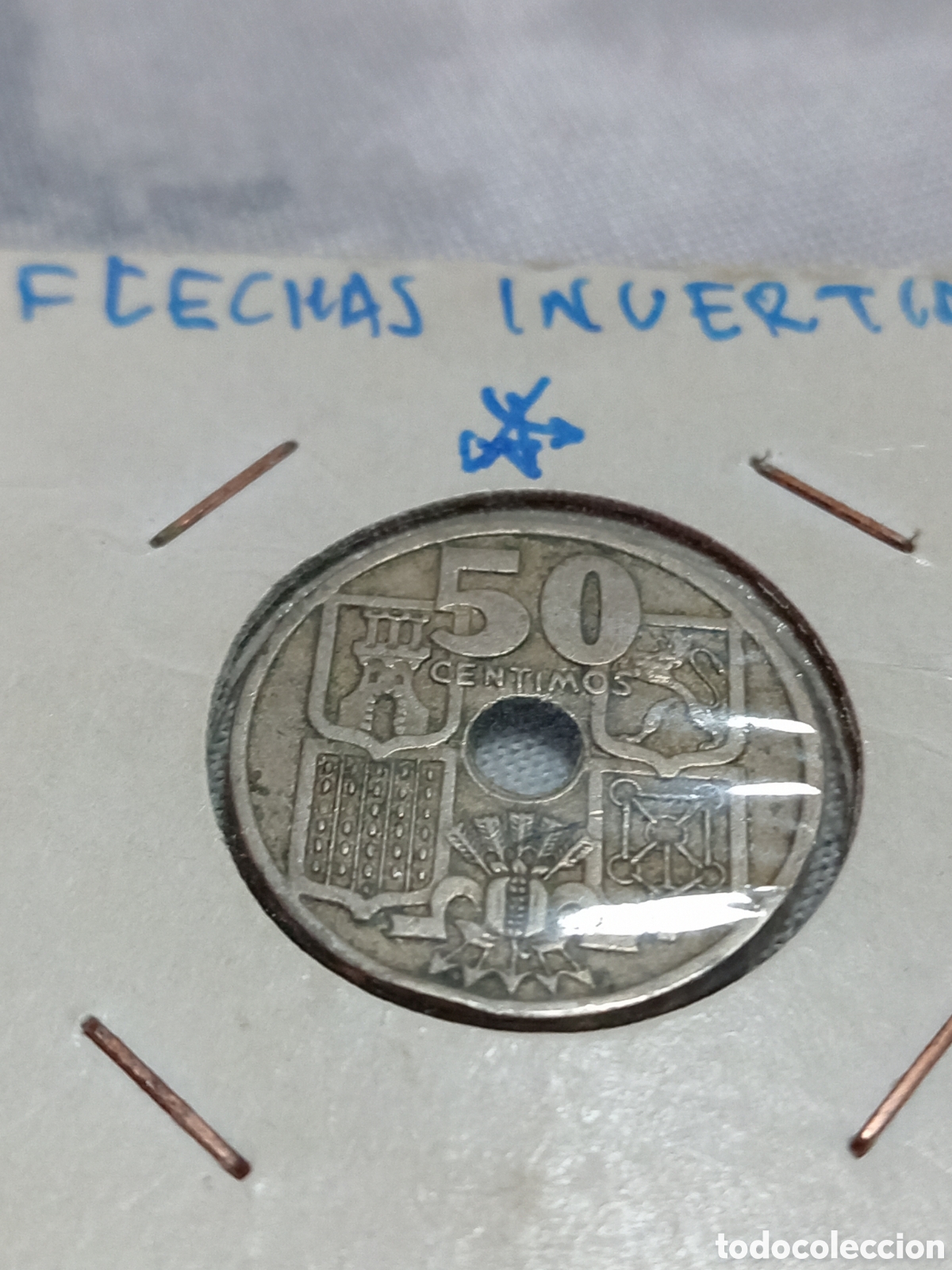 Monedas Rep&uacute;blica: Moneda de 50 c&eacute;ntimo de 1949 - Foto 2