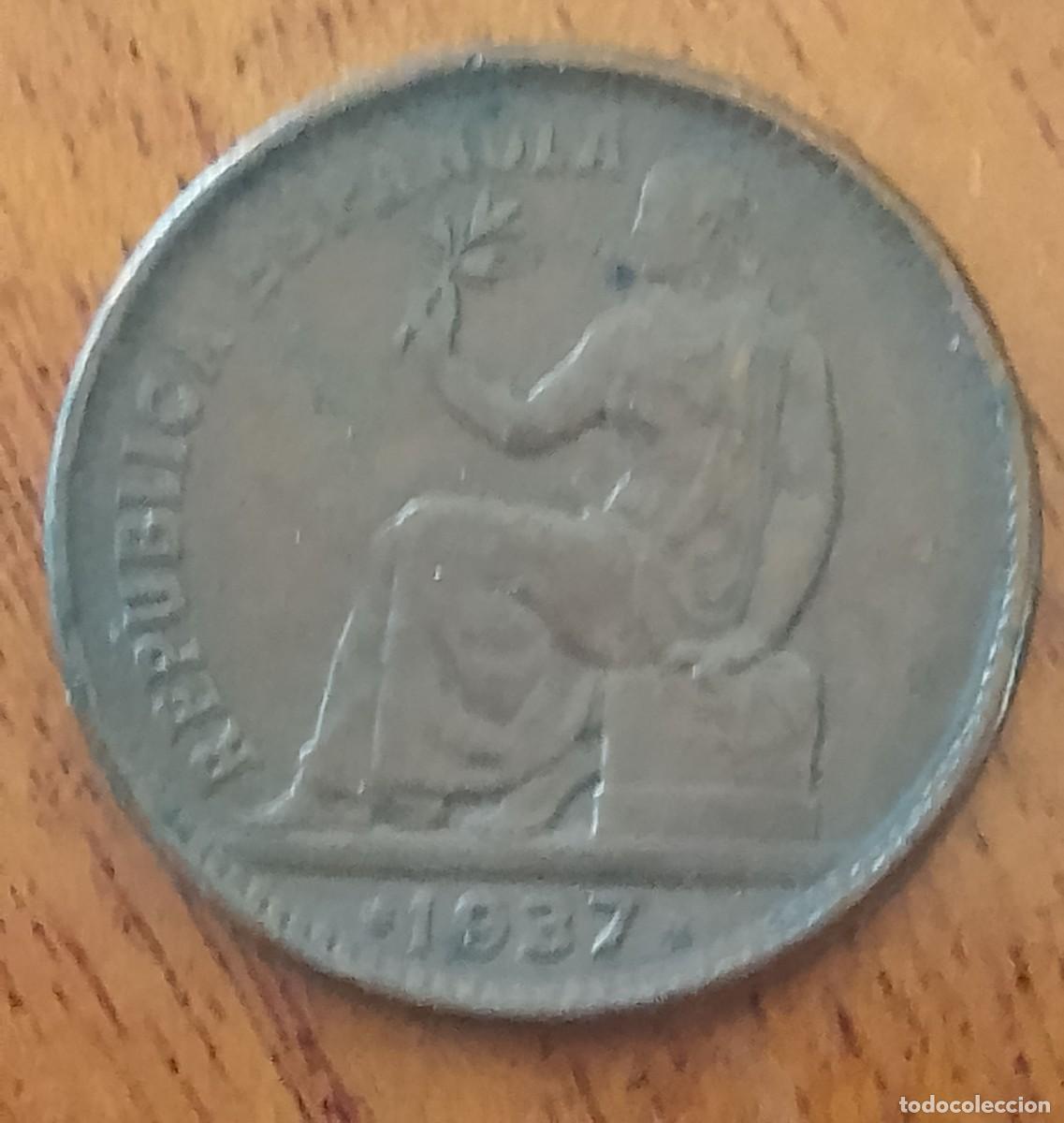 Monedas Rep&uacute;blica: 50 C&eacute;ntimos 1937. Republica Espa&ntilde;ola