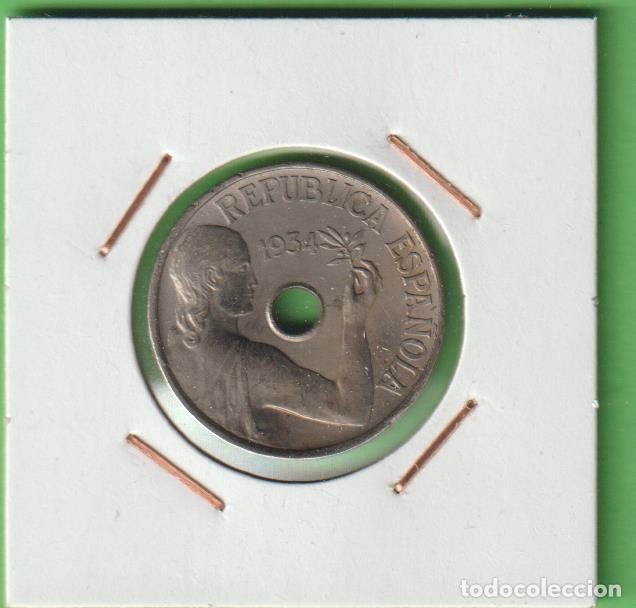 Monedas Rep&uacute;blica: MONEDAS - II REPUBLICA - 25 C&Eacute;NTIMOS 1934 (MBC)