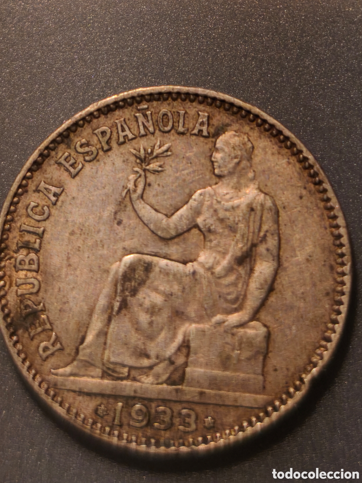 Monedas Rep&uacute;blica: Moneda de 1 peseta de plata de 1933