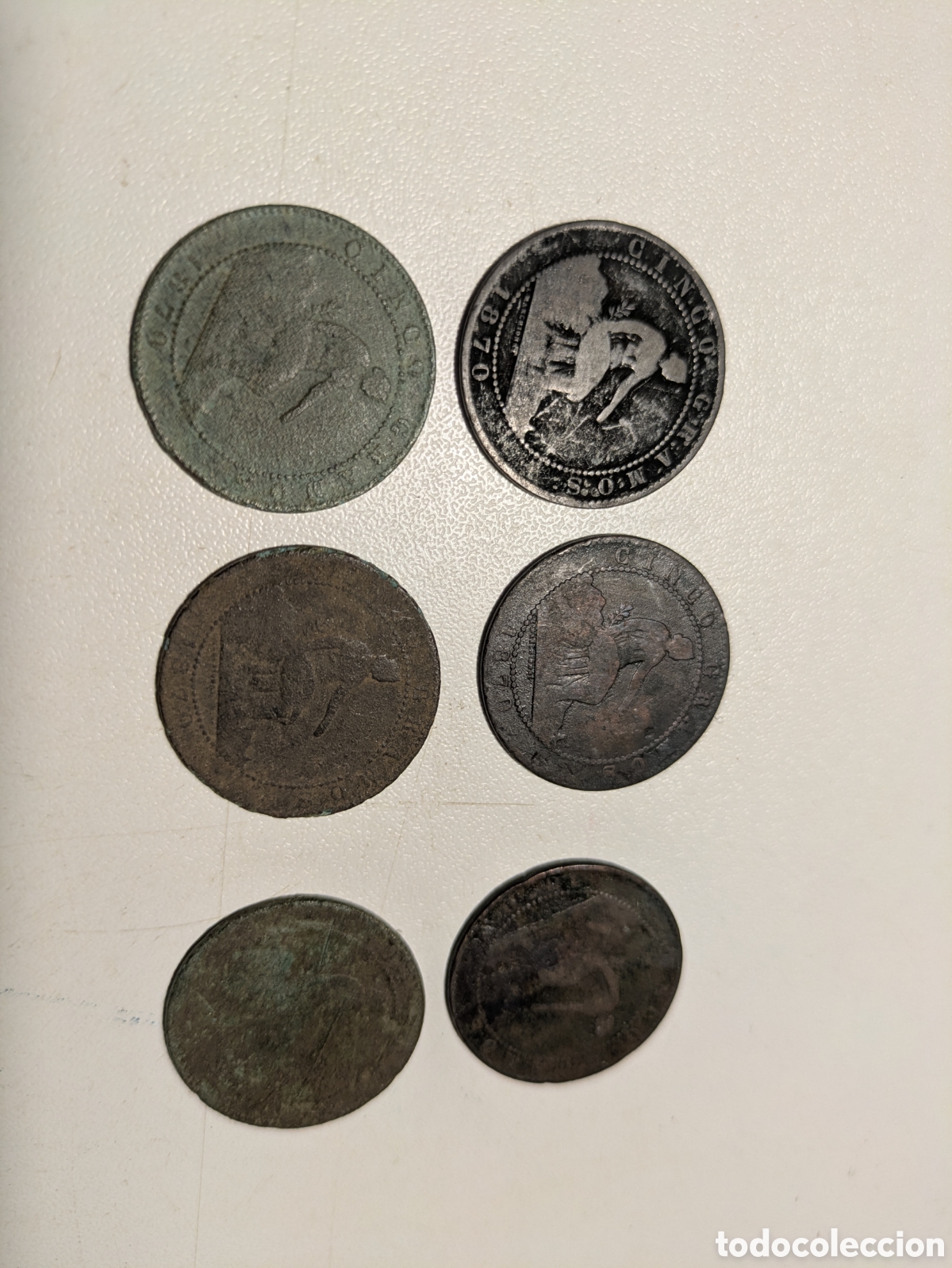 Monedas Rep&uacute;blica: Monedas 5 c&eacute;ntimos gobierno provisional - Foto 2