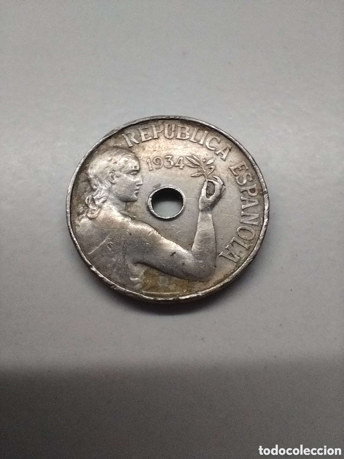 Monedas Rep&uacute;blica: Moneda 25 c&eacute;ntimos 1934