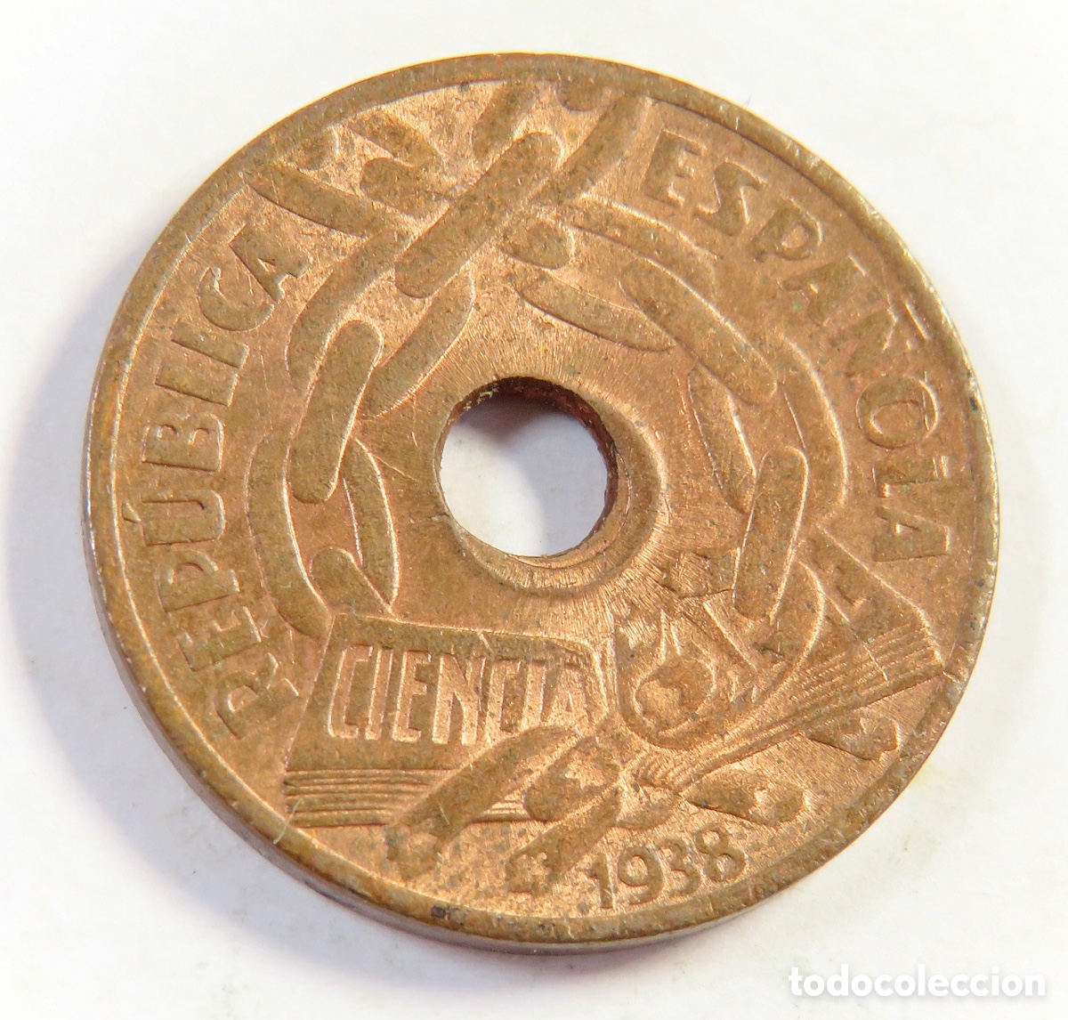 Monedas Rep&uacute;blica: Moneda de 25 C&eacute;ntimos 1938 Rep&uacute;blica Espa&ntilde;ola SC Excelente Conservaci&oacute;n