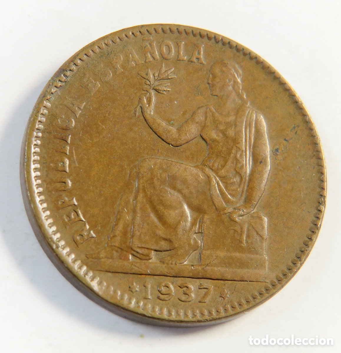 Moedas Rep&uacute;blica: Moneda de 50 C&eacute;ntimos 1937 Rep&uacute;blica Espa&ntilde;ola Moneda Guerra Civil
