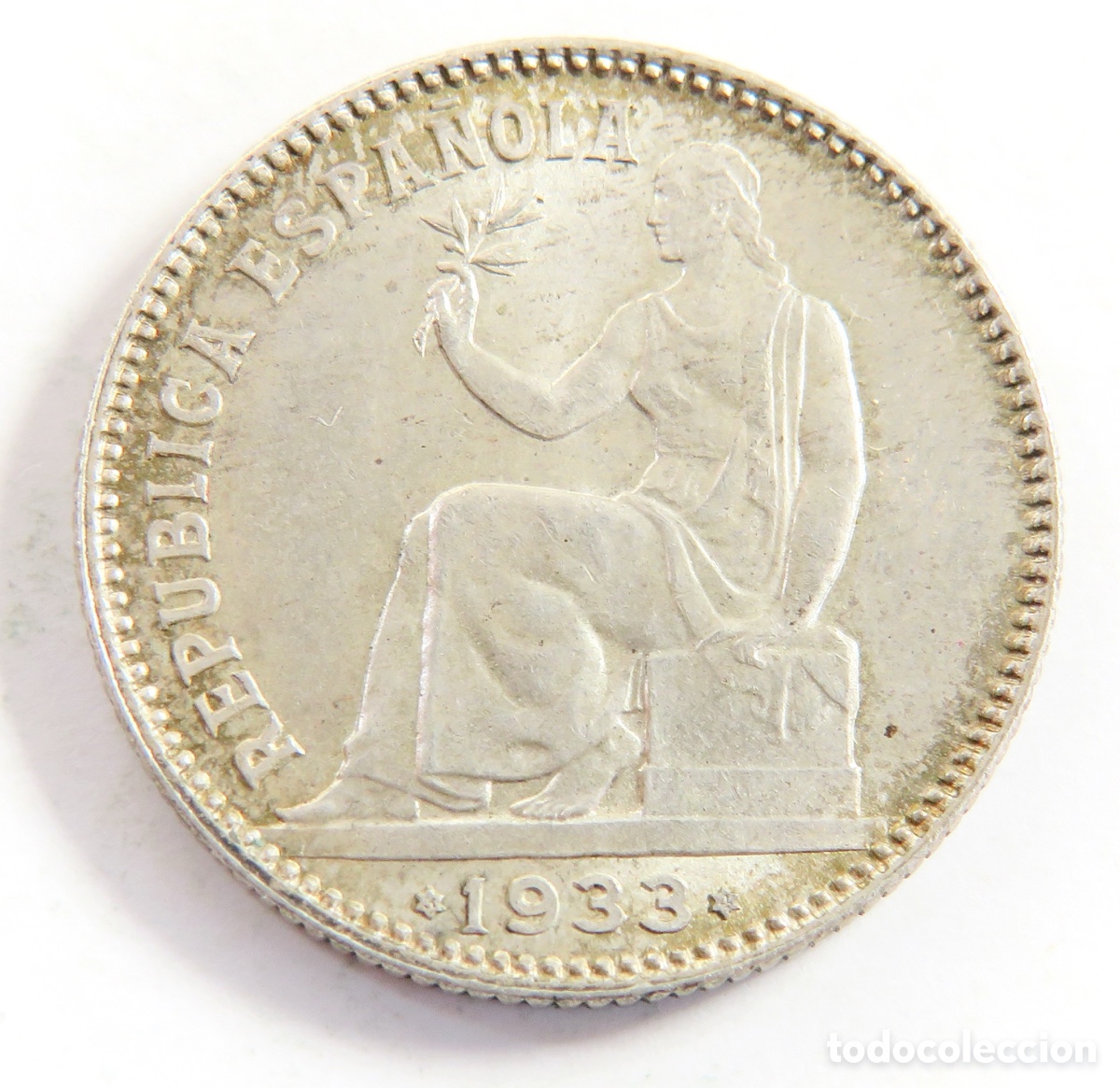 Moedas Rep&uacute;blica: Excelente Moneda de 1 Peseta Plata 1937 3 4 Rep&uacute;blica Espa&ntilde;ola Plata Original