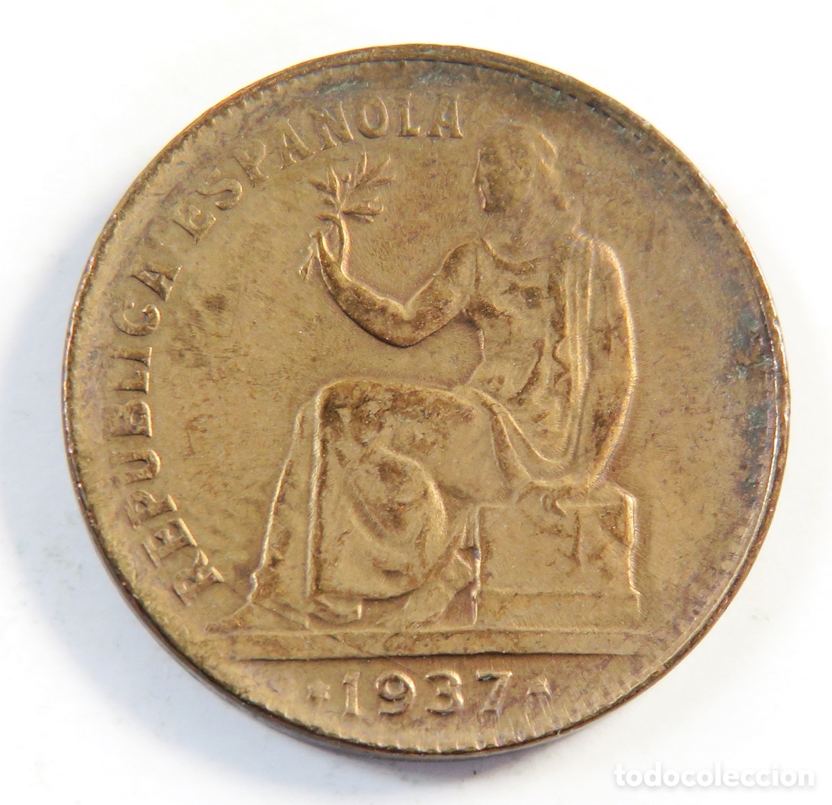 Monedas Rep&uacute;blica: Moneda de 50 C&eacute;ntimos 1937 Rep&uacute;blica Espa&ntilde;ola Moneda Hist&oacute;rica