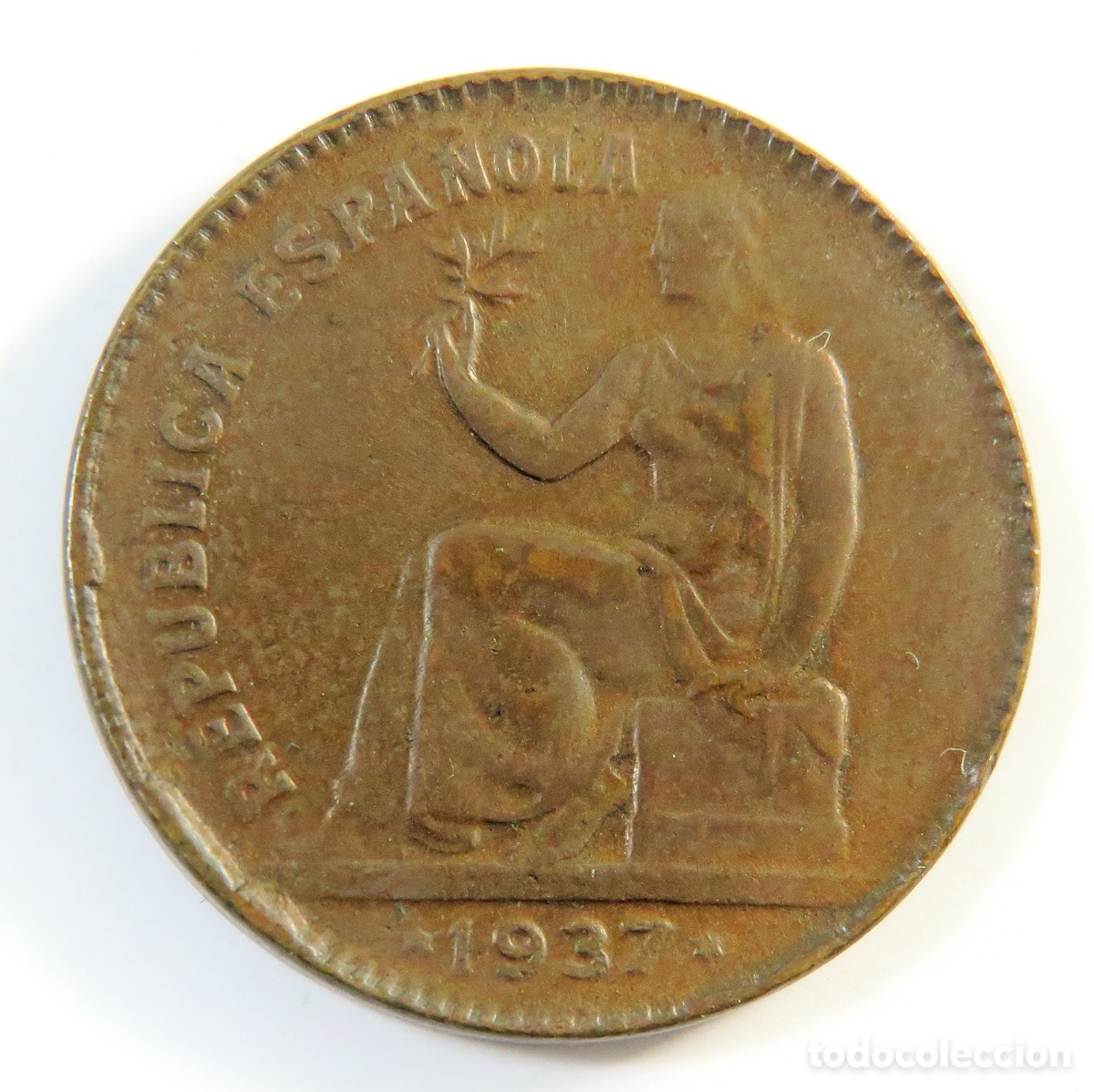 Monedas Rep&uacute;blica: Moneda de 50 C&eacute;ntimos 1937 Rep&uacute;blica Espa&ntilde;ola Orla Cuadradillos MBC Guerra Civil