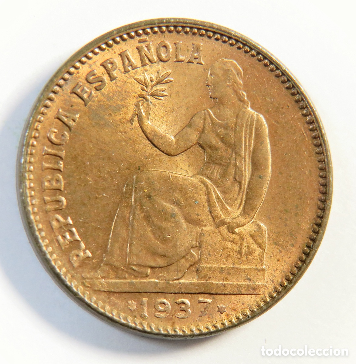 Monedas Rep&uacute;blica: Moneda de 50 C&eacute;ntimos 1937 Rep&uacute;blica Espa&ntilde;ola SC Orla Cuadradillos