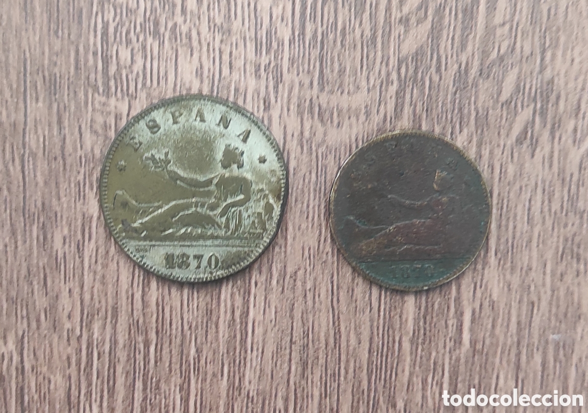 Monete Repubblica: 2 PESETAS Y 1 PESETA GOBIERNO PROVISIONAL - 1870 - FALSAS DE &Eacute;POCA