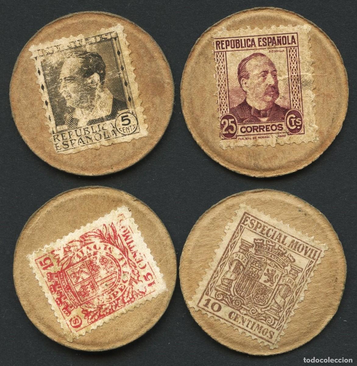 Monedas Rep&uacute;blica: GUERRA CIVIL, CART&Oacute;N MONEDA, REP&Uacute;BLICA ESPA&Ntilde;OLA, 1937, 4 VALORES