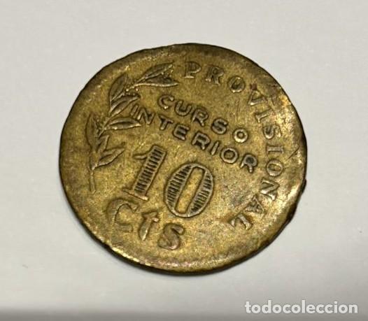 Monedas Rep&uacute;blica: GUERRA CIVIL. 10 c&eacute;ntimos. Cazalla de la Sierra. Lat&oacute;n VII-236; AC- MBC+.