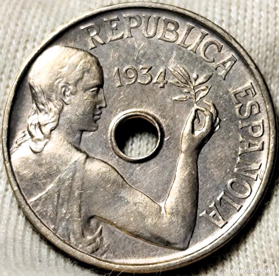 Monedas Rep&uacute;blica: Moneda de 25 C&eacute;ntimos. Espa&ntilde;a. A&ntilde;o: 1934. Periodo: Segunda Rep&uacute;blica (1931‑1936). Lote 2228