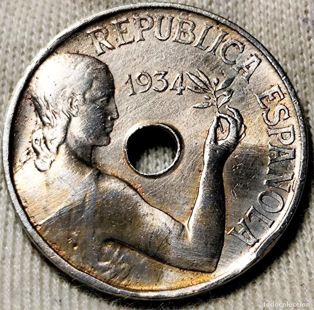 Monedas Rep&uacute;blica: Moneda de 25 C&eacute;ntimos. Espa&ntilde;a. A&ntilde;o: 1934. Periodo: Segunda Rep&uacute;blica (1931‑1936). Lote 2229