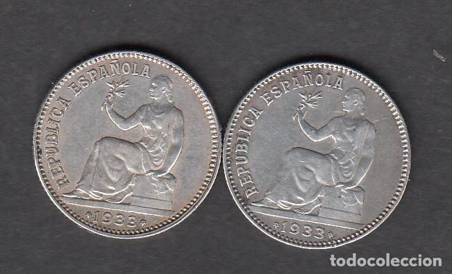 Monedas Rep&uacute;blica: 2 MONEDAS DE PLATA DE 1 PESETA - 1937 - REP&Uacute;BLICA ESPA&Ntilde;OLA --MUY BUEN ESTADO---