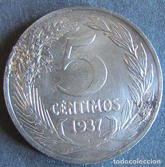 Monedas Rep&uacute;blica: II REP&Uacute;BLICA - 5 C&Eacute;NTIMOS 1937 - Foto 2