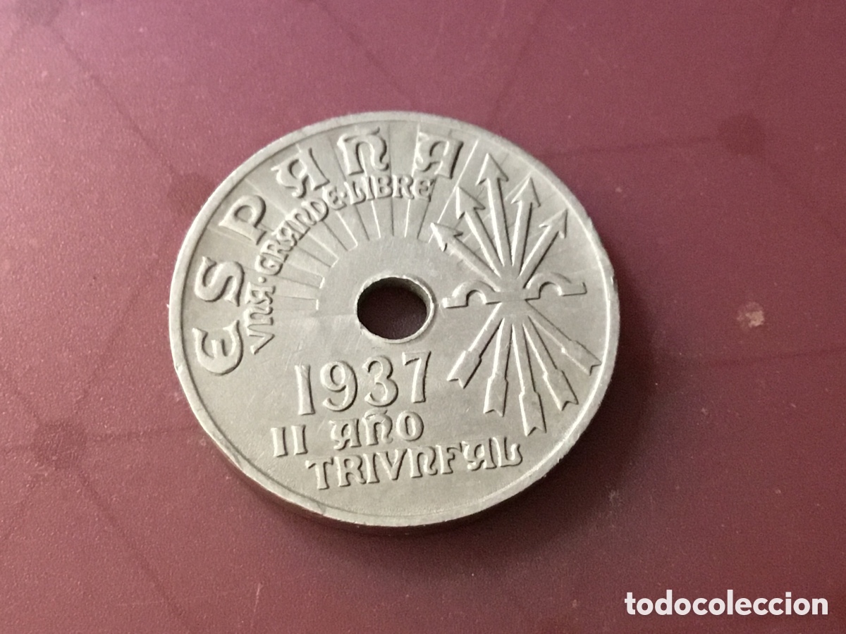 Monedas Rep&uacute;blica: 50 ( Republica,,25 Cent, 1937 , en estado conservaci&oacute;n muy buena
