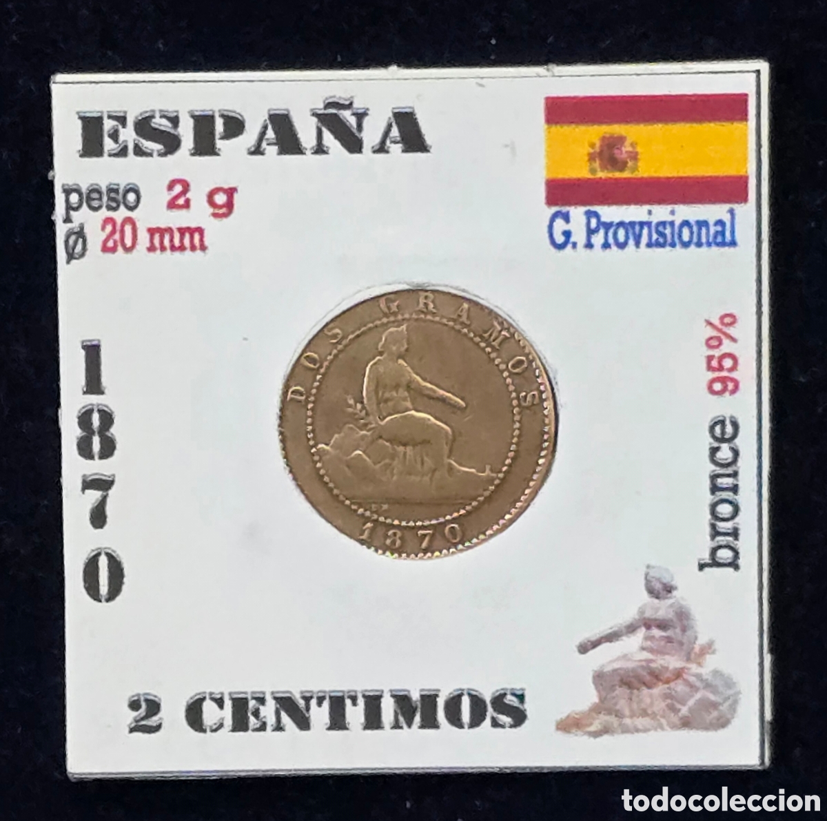 Monedas Rep&uacute;blica: Gobierno Provisional 2 Ctmos de 1870