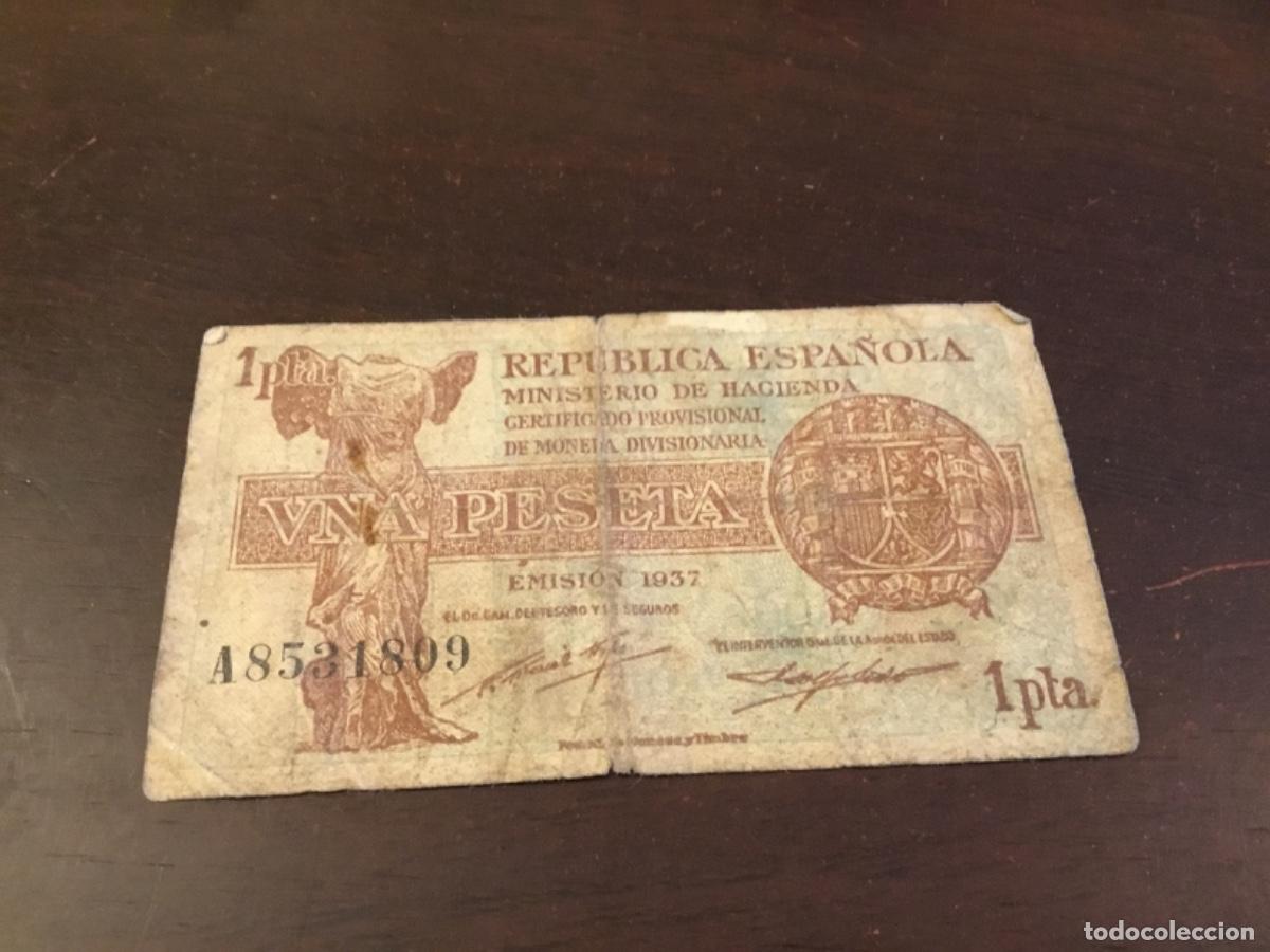 Monedas Rep&uacute;blica: Antiguo billete una peseta Rep&uacute;blica espa&ntilde;ola
