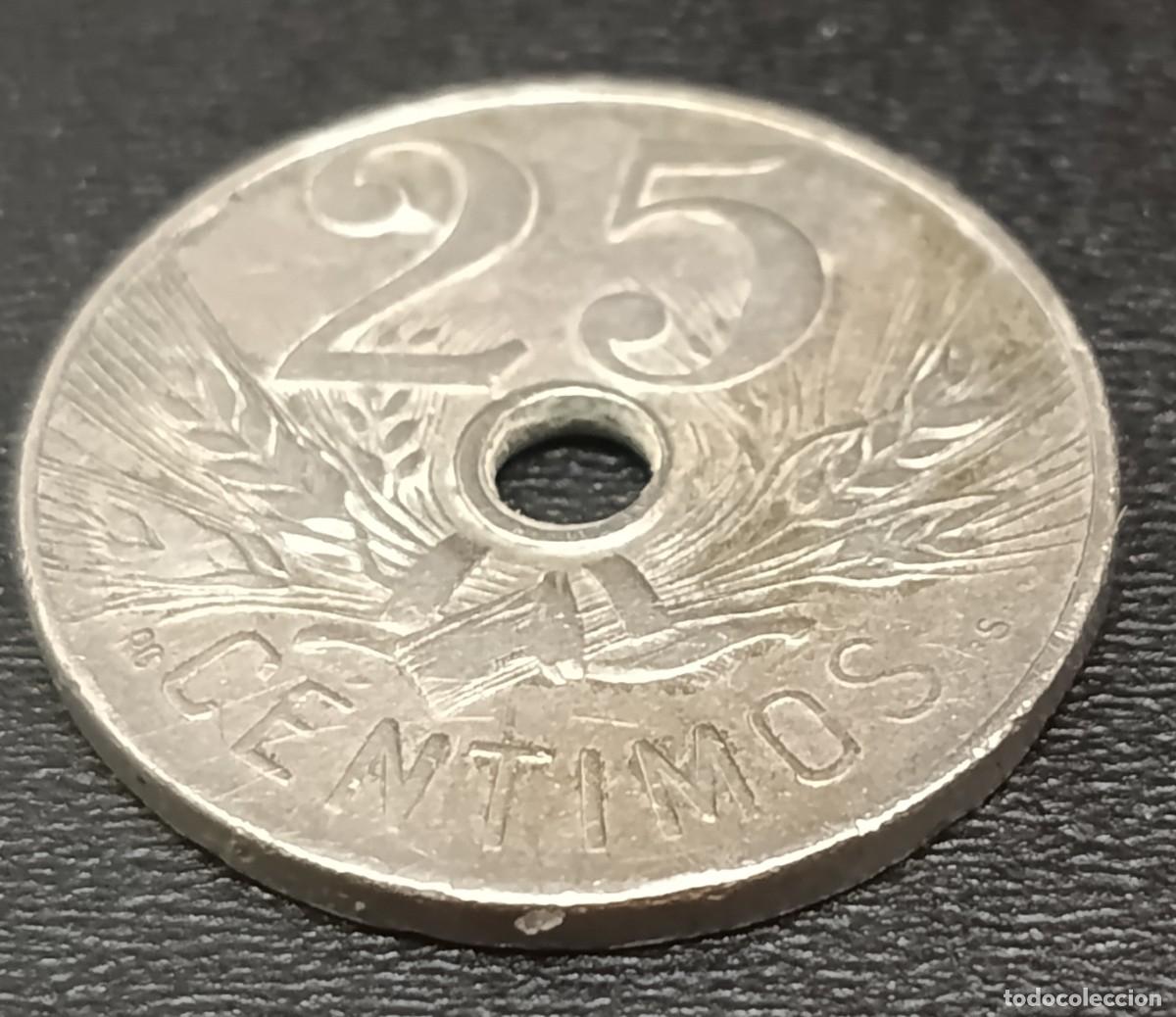 Monedas Rep&uacute;blica: Moneda de 25 centimos a&ntilde;o 1927 - Foto 1