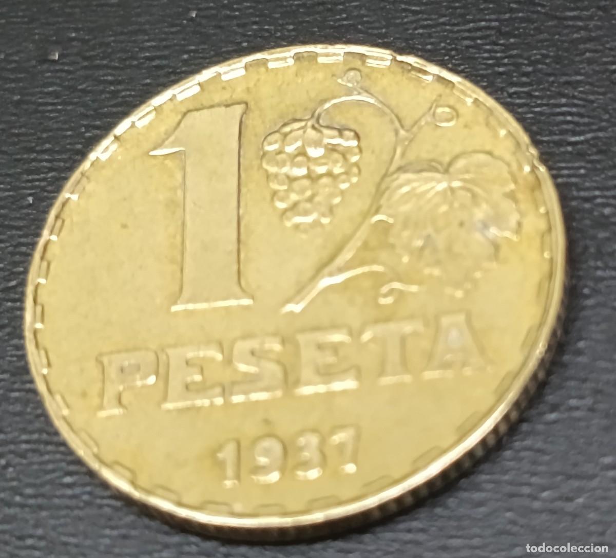 Monedas Rep&uacute;blica: Moneda de 1 peseta a&ntilde;o 1937