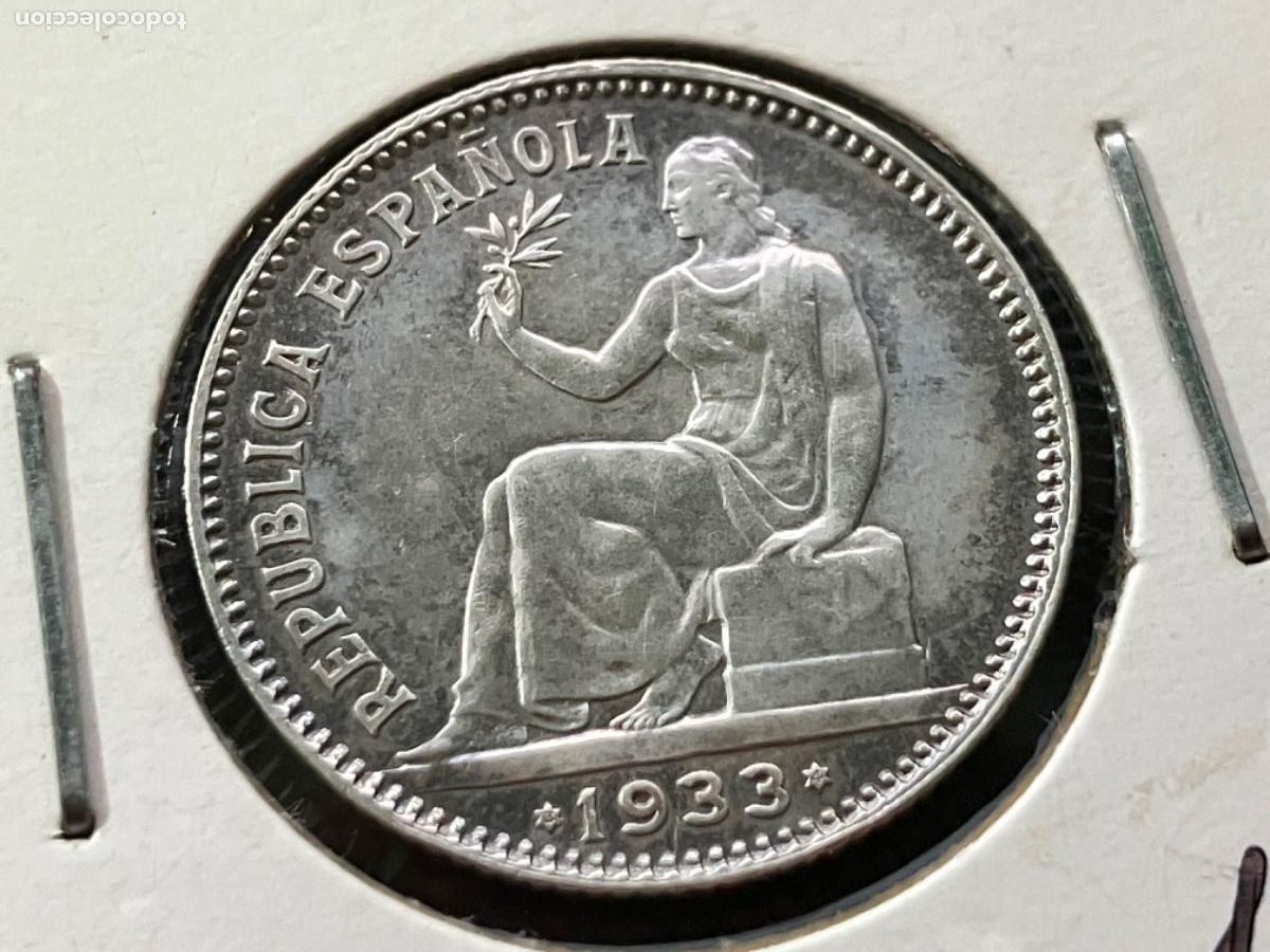 Monedas Rep&uacute;blica: Moneda plata Espa&ntilde;a 1933 Rep&uacute;blica Espa&ntilde;ola - 1 peseta - muy buen estado