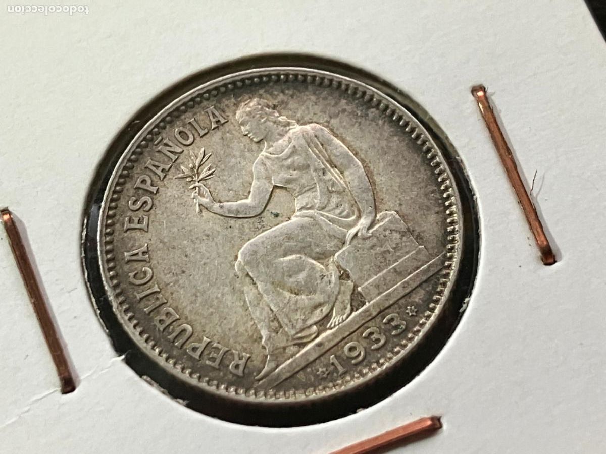 Monedas Rep&uacute;blica: Moneda plata Espa&ntilde;a 1933 Rep&uacute;blica Espa&ntilde;ola - 1 peseta - buen estado