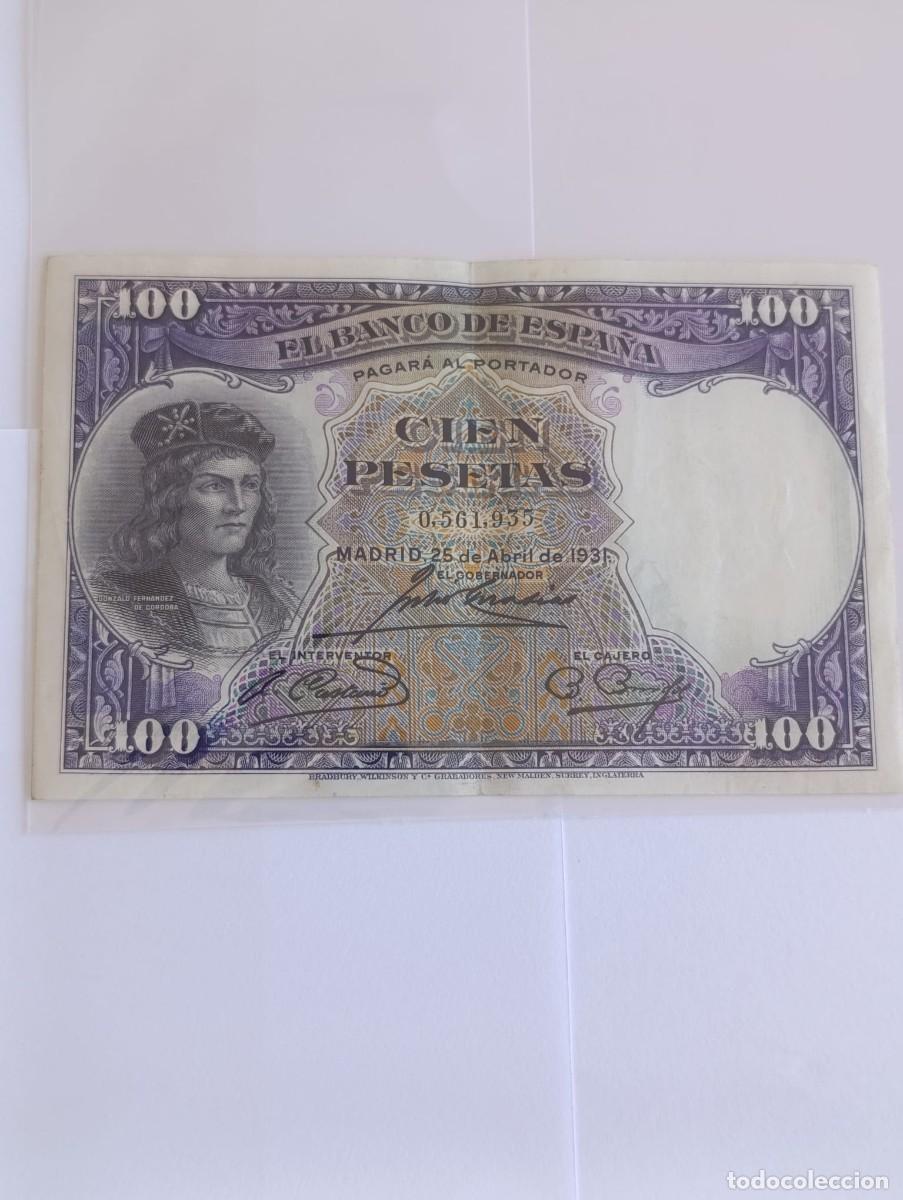Monedas Rep&uacute;blica: Billetes 100 Pesetas 25 Abril 1931 Circulado
