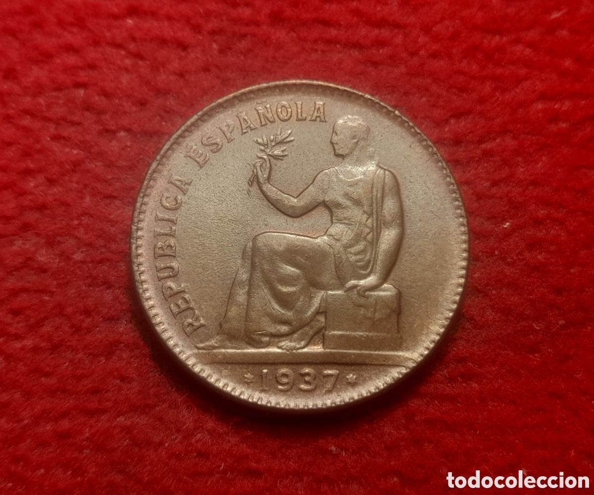 Monedas Rep&uacute;blica: Moneda 50 c&eacute;ntimos 1937 36 orla redondos