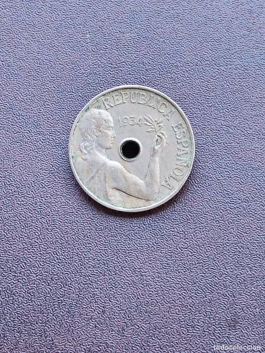 Monedas Rep&uacute;blica: MONEDA DE 25 CENTIMOS DE LA REPUBLICA ESPA&Ntilde;OLA DEL A&Ntilde;O 1934.EN BUEN ESTADO! ORIGINAL%