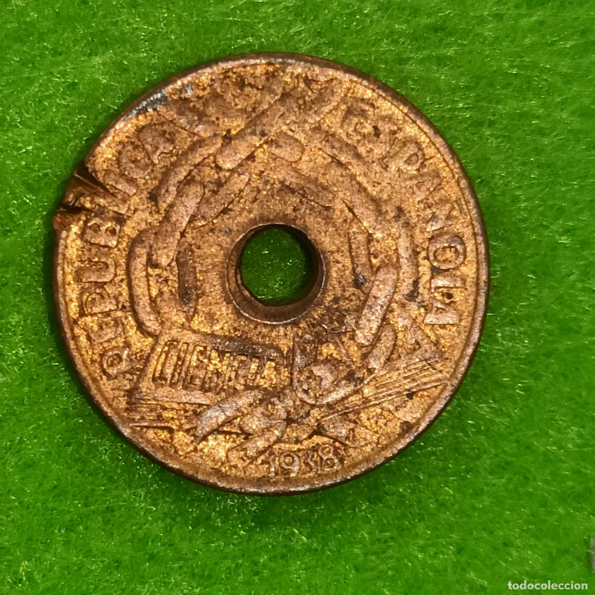 Monedas Rep&uacute;blica: Espa&ntilde;a, 2&ordf; Rep&uacute;blica, 25 centimos 1938, 37640 B