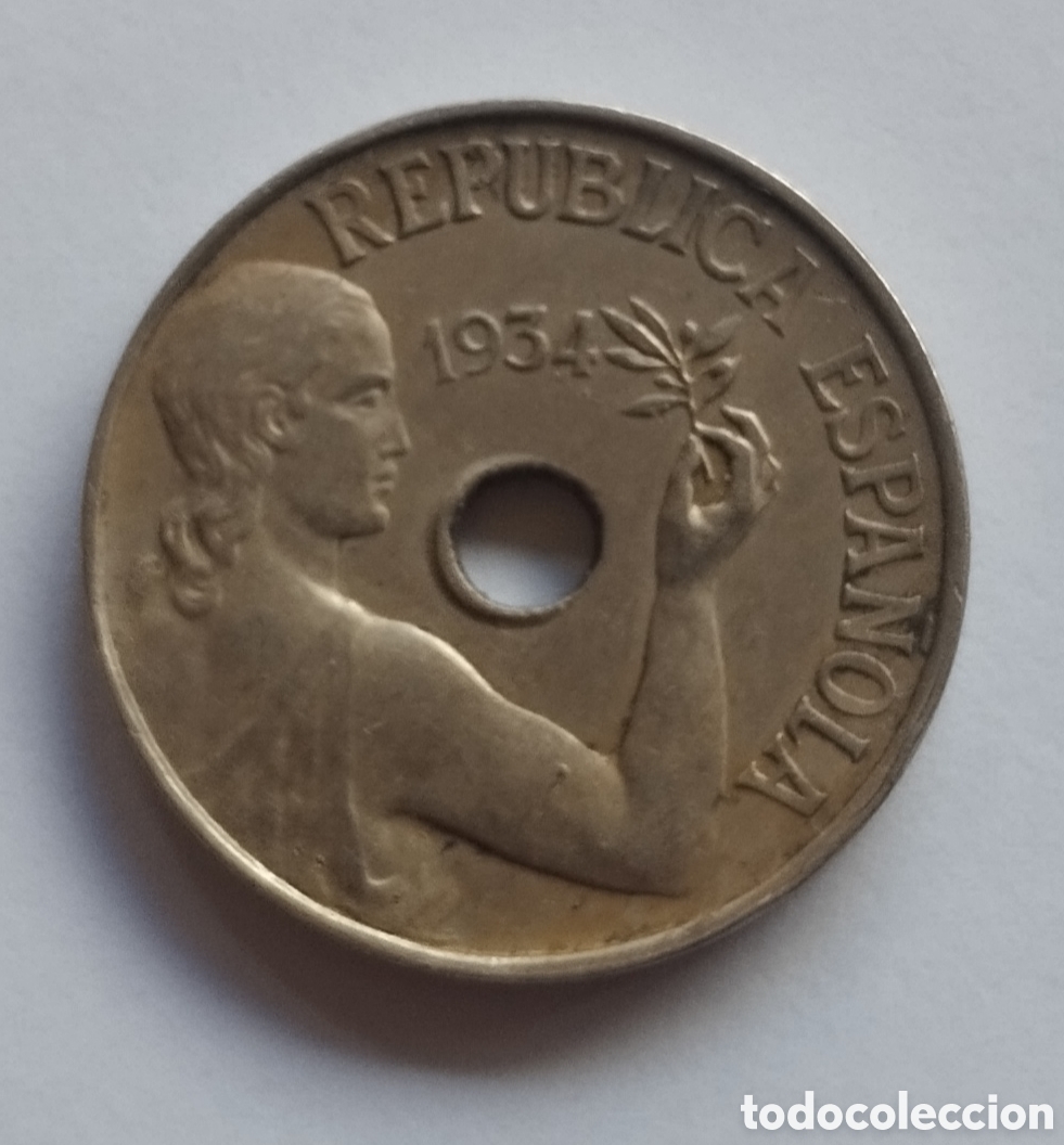 Monedas Rep&uacute;blica: MONEDA DE 25 C&Eacute;NTIMOS 1934 REP&Uacute;BLICA