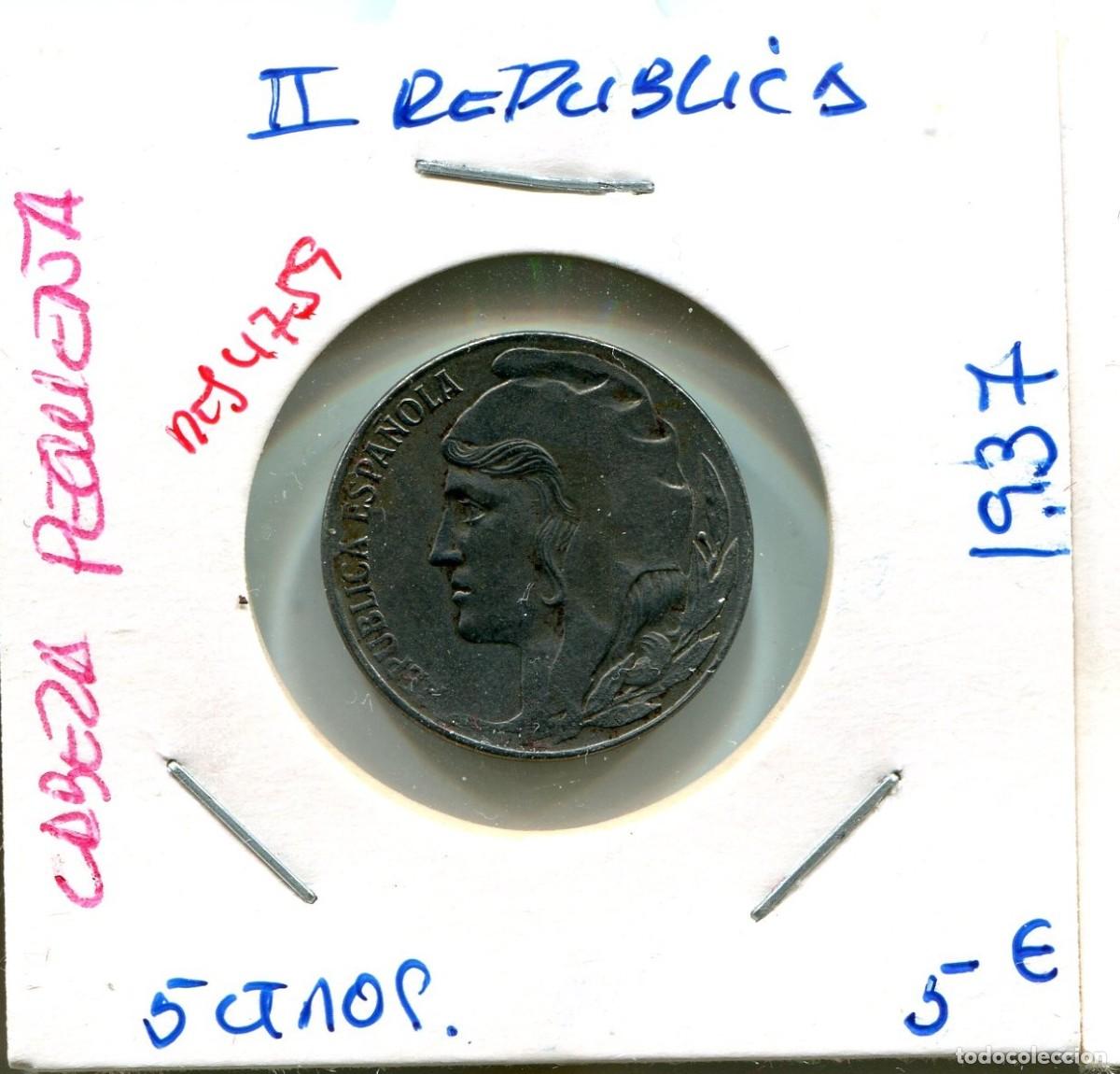 Monedas Rep&uacute;blica: 5 CENTIMOS II REPUBLICA A&Ntilde;O 1937 ( CABEZA PEQUE&Ntilde;A ) ( MES4759 )