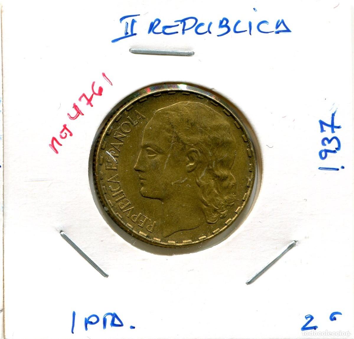 Monedas Rep&uacute;blica: UNA PESETA II REPUBLICA A&Ntilde;O 1937 ( MES4761 )