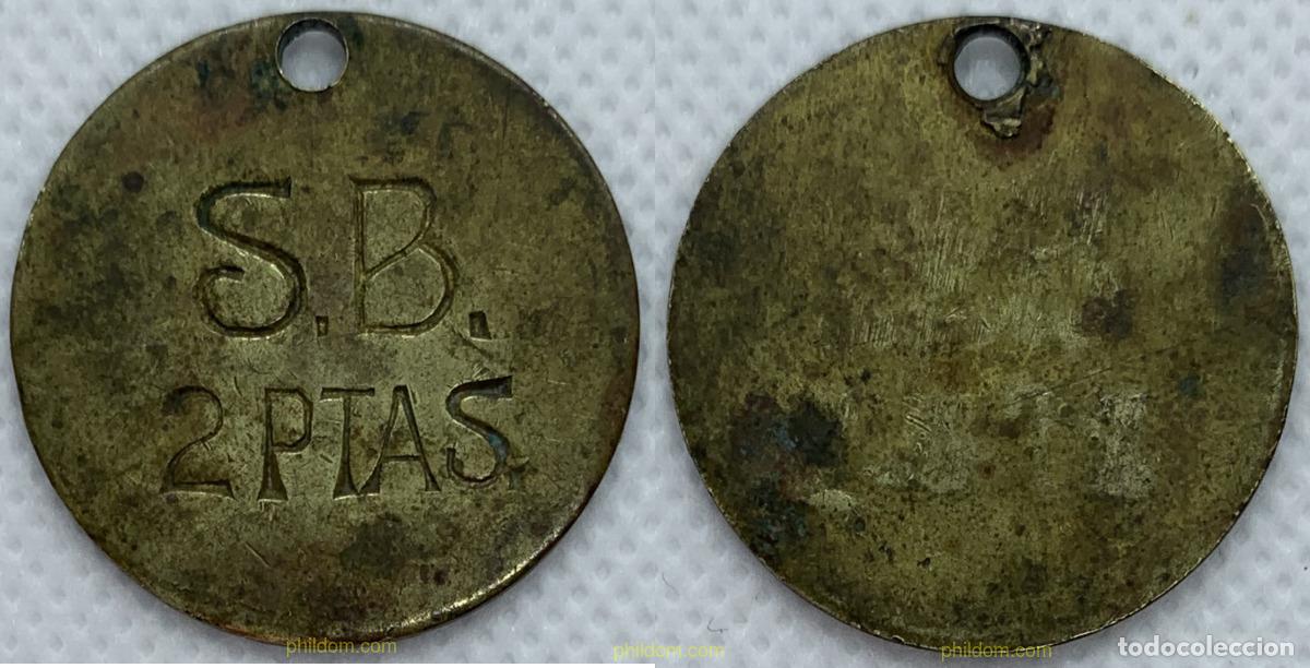 M&uuml;nzen der Zweiten Republik: 2159 ESPA&Ntilde;A 1937 FICHA DE 2 PESETAS PTAS S.B.