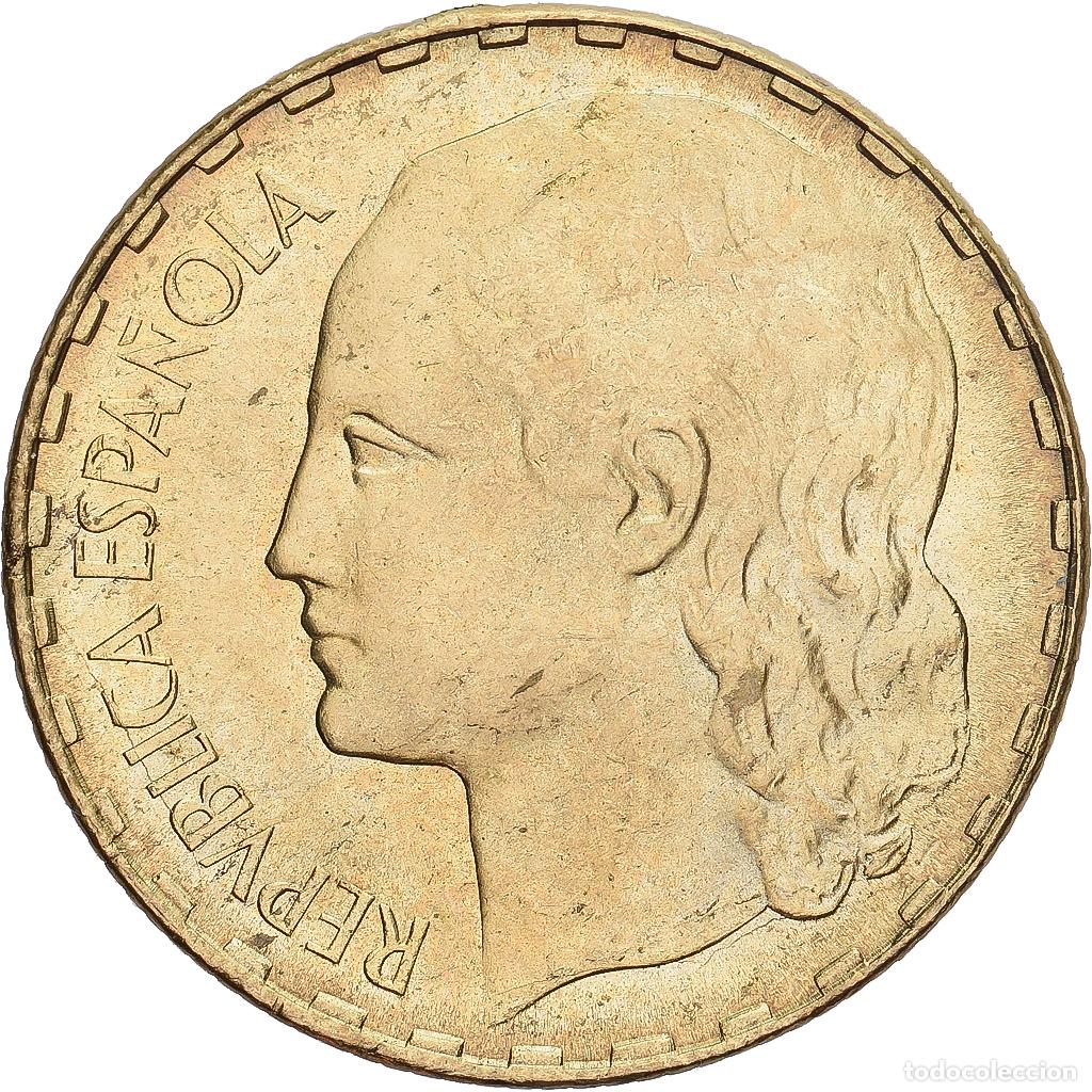 Monedas Rep&uacute;blica: [#348088] Espa&ntilde;a, Rubia, Peseta, 1937, EBC, Bronce - aluminio, KM:755