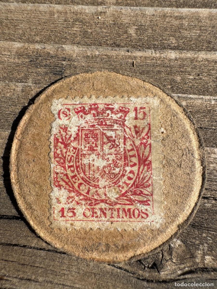 Monedas Rep&uacute;blica: Moneda de papel de la Guerra Civil Espa&ntilde;ola bando republicano 1937-38 5 15 c&eacute;ntimos 3,5cms