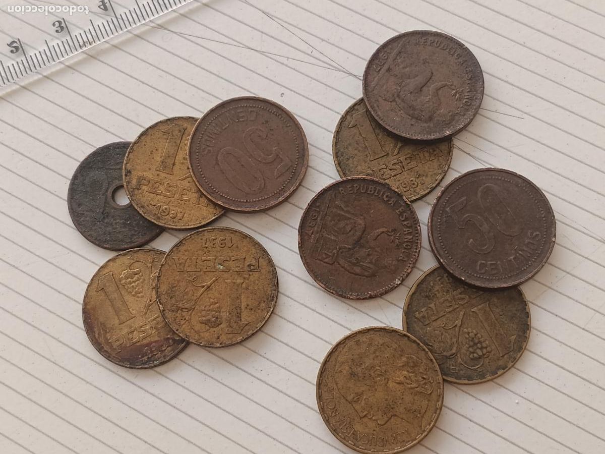 Monedas Rep&uacute;blica: II Rep&uacute;blica. 11 monedas