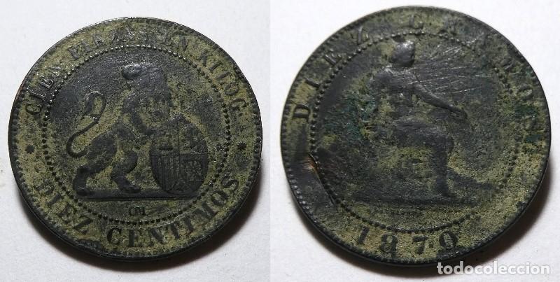 Monedas Rep&uacute;blica: Moneda de 10 c&eacute;ntimos 1870 - Foto 1