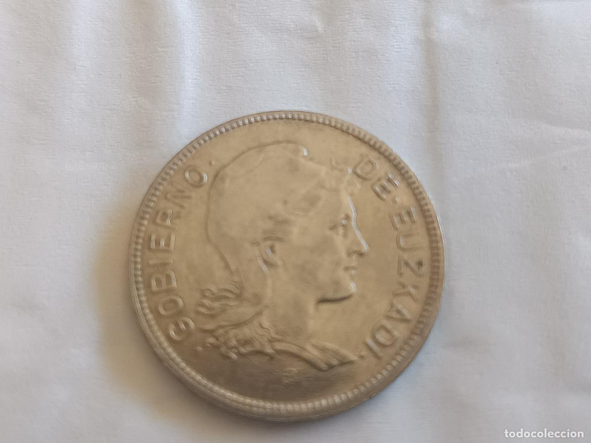 Monedas Rep&uacute;blica: GUERRA CIVIL ESPA&Ntilde;OLA 1937. MONEDA 2 PESETAS GOBIERNO DE EUZKADI.