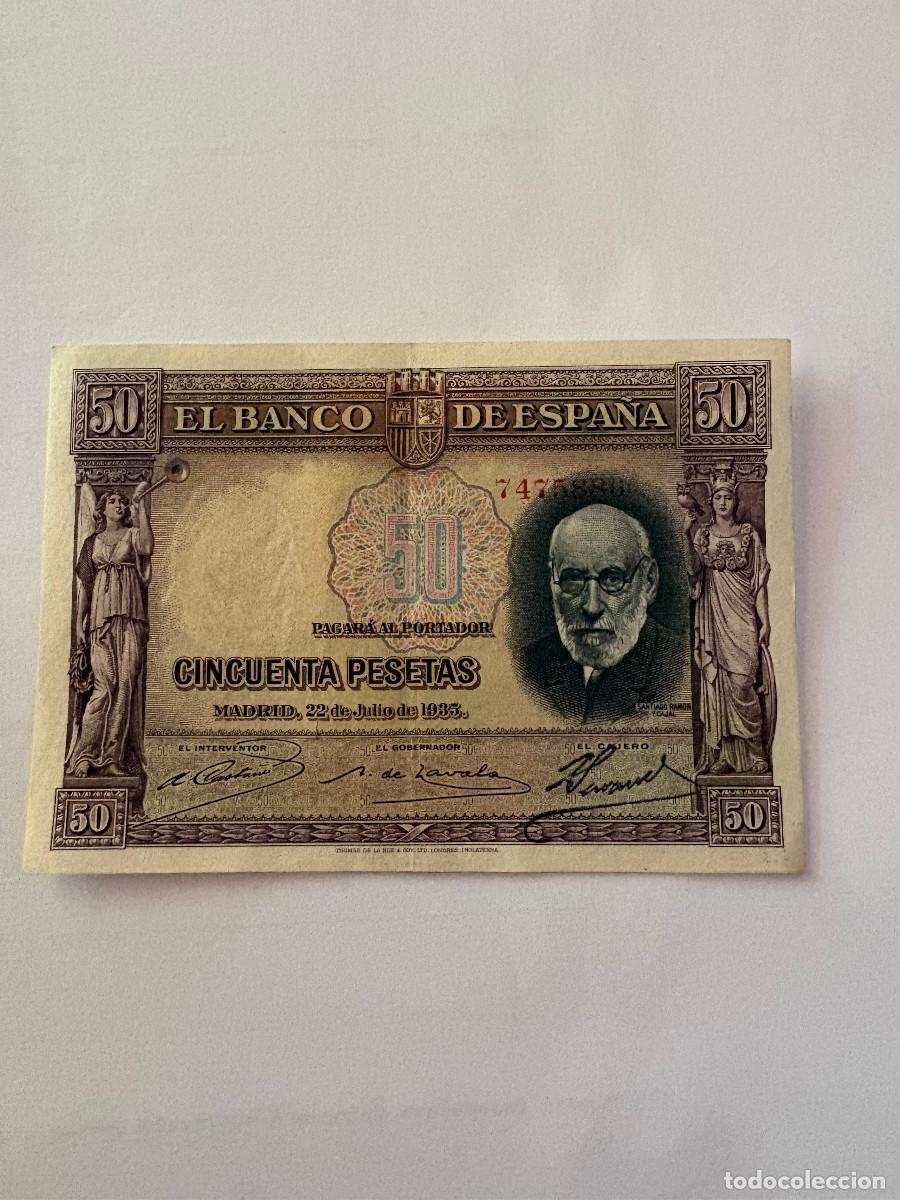 Monedas Rep&uacute;blica: Billete de 50 pesetas de Ram&oacute;n y Cajal