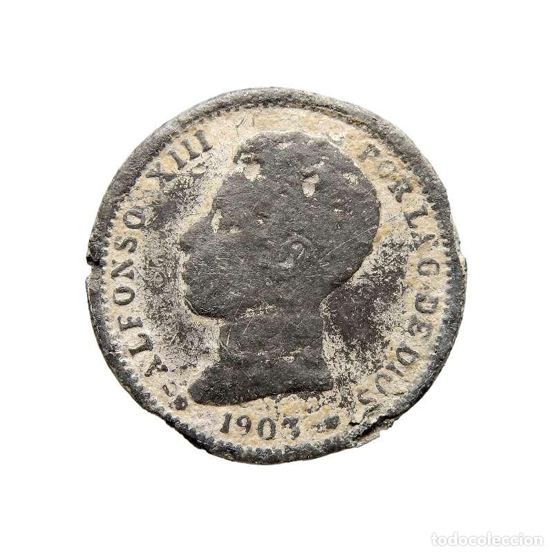 Monedas Rep&uacute;blica: 1 PESETA ALFONSO XIII 1903 FALSA DE EPOCA . 983-M