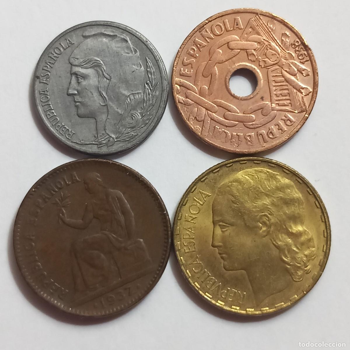 Monedas Rep&uacute;blica: Lote de monedas republica espa&ntilde;ola.