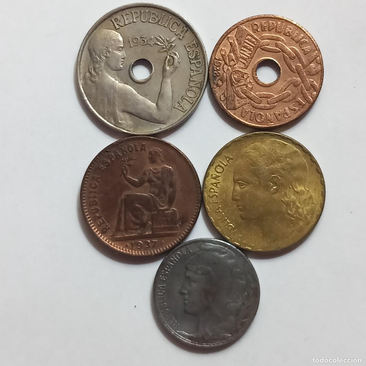 Monedas Rep&uacute;blica: Lote de monedas de la republica espa&ntilde;ola.