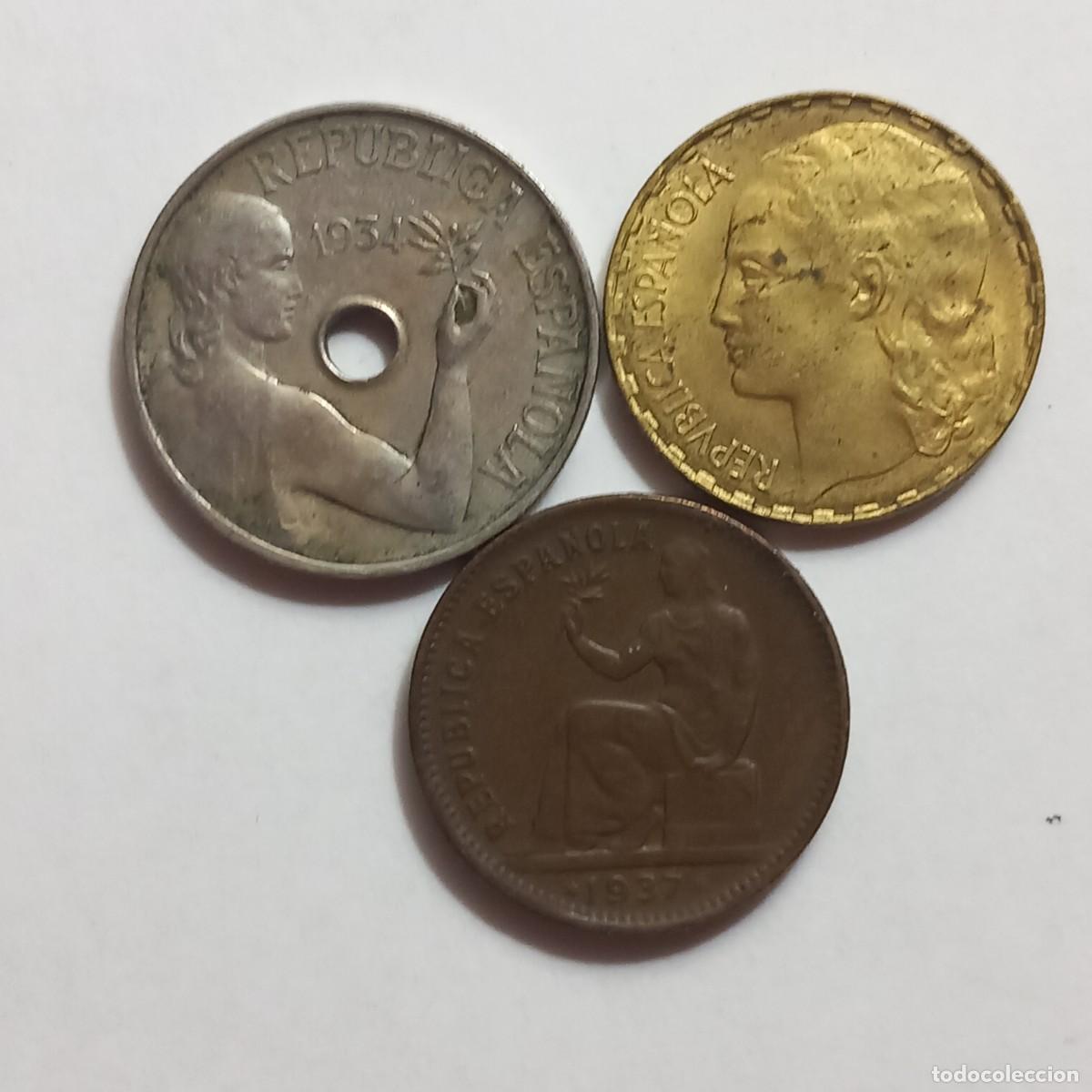 Monedas Rep&uacute;blica: Lote de monedas de la republica espa&ntilde;ola.